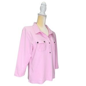 Saint James Women’s Shirt 3/4 Sleeve Size 16 Golf Pastel Collared Casual
